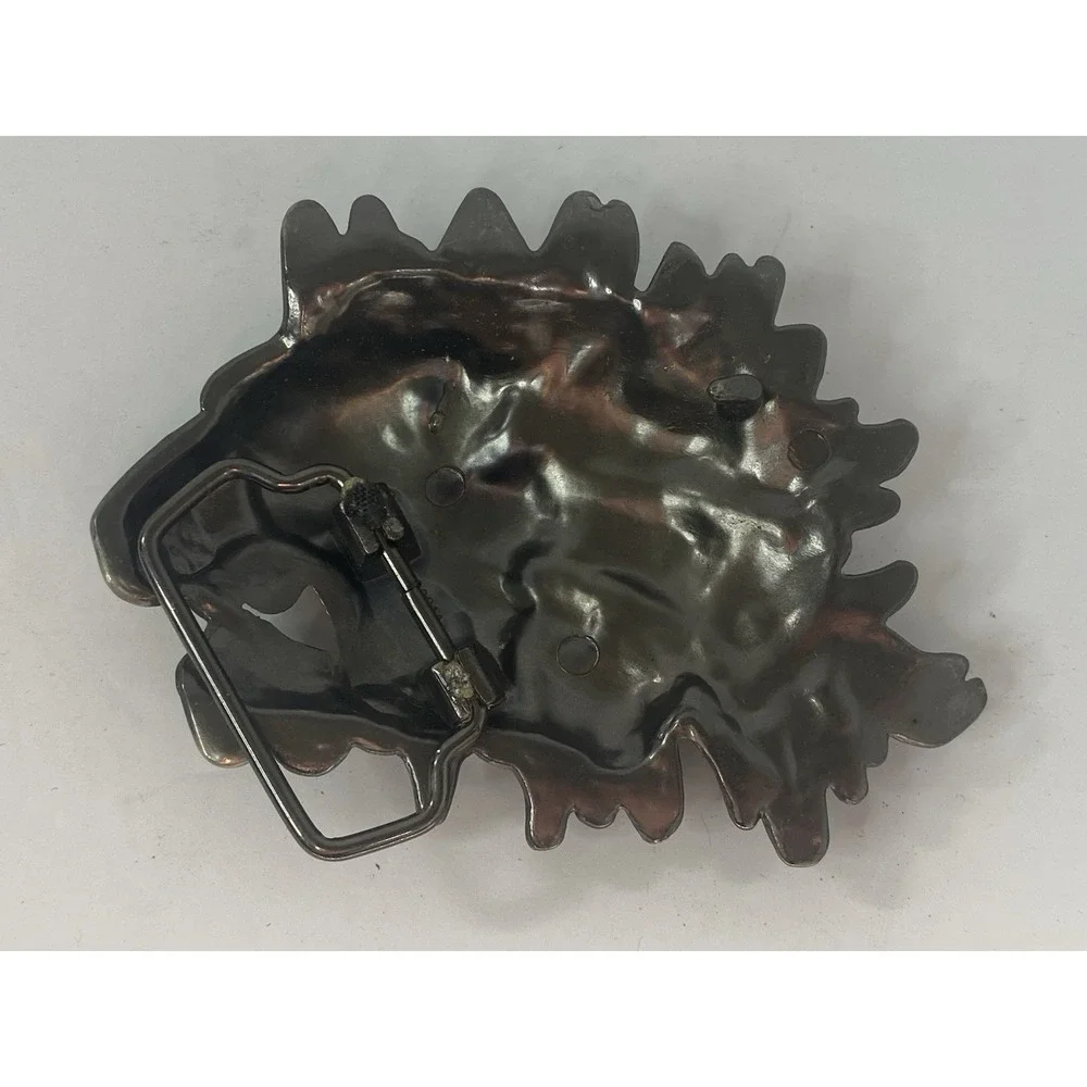 Figural‎ Cut Out Lion Head Animal Growling Unique Belt Buckle Vintage